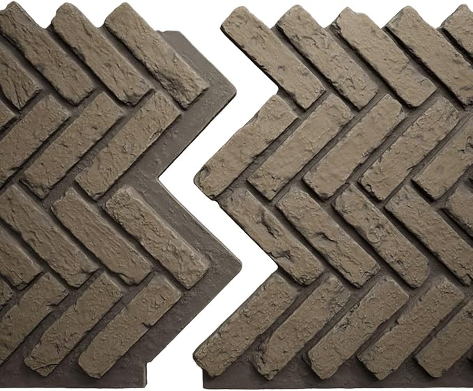 EverStone Herringbone Faux Brick Panel, 46 1/2"W x 25 1/4"H x 1"D, Adobe Color