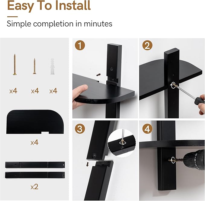 Afuly Black Floating Shelves for Wall Display Shelf Unit Modern Decorative