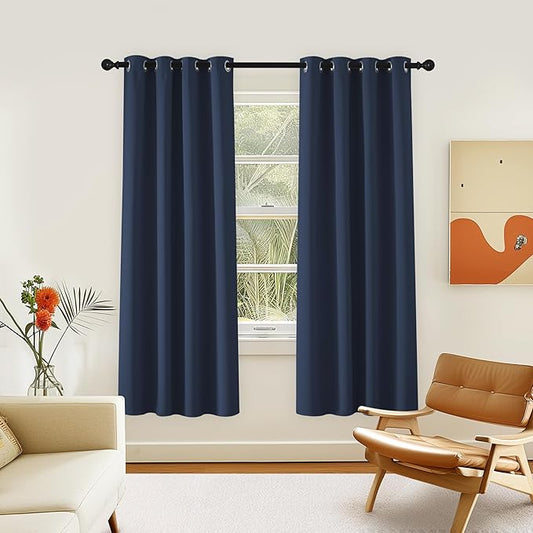 NICETOWN Navy Blue Blackout Bedroom Window Curtain, Grommet Privacy Window