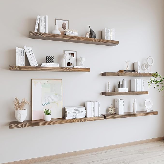 60 Inch Floating Shelves, 8-Inch Deep High-End Solid Wood Long Floating Shelves