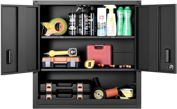 VEVOR Metal Wall Cabinet, 30W x 12.01D x 30H Inch, Steel Floating Hanging