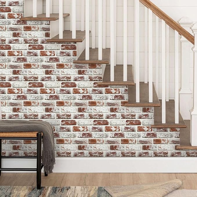 COMSTICKC 3D Faux Brick Wall Panels Peel and Stick, Small Size Self Adhesive
