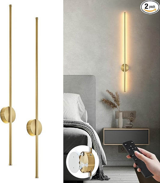 Battery Operated Modern Wall Sconces Set of Two, Rechargeable Wireless Wall