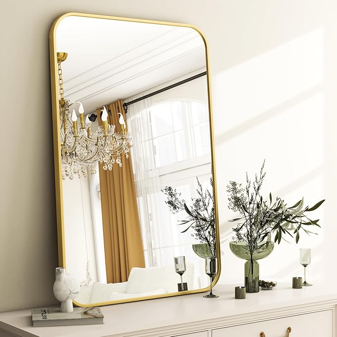 Easly 26 x 38 Inch Bathroom Mirror, Rounded Rectangular Vanity Mirror
