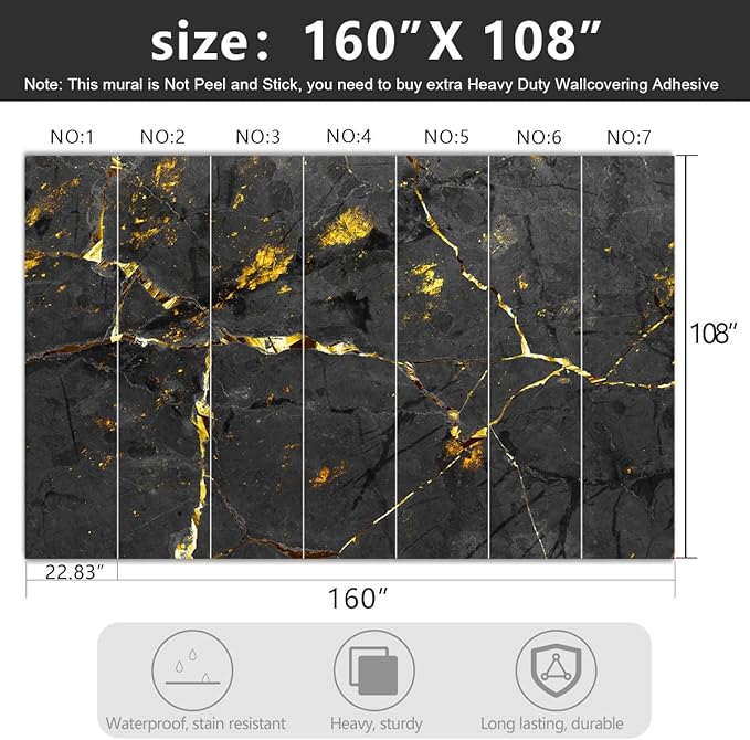 -Black and Gold Marbled Fabric Wallpaper Dark Abstraction Art Living Room