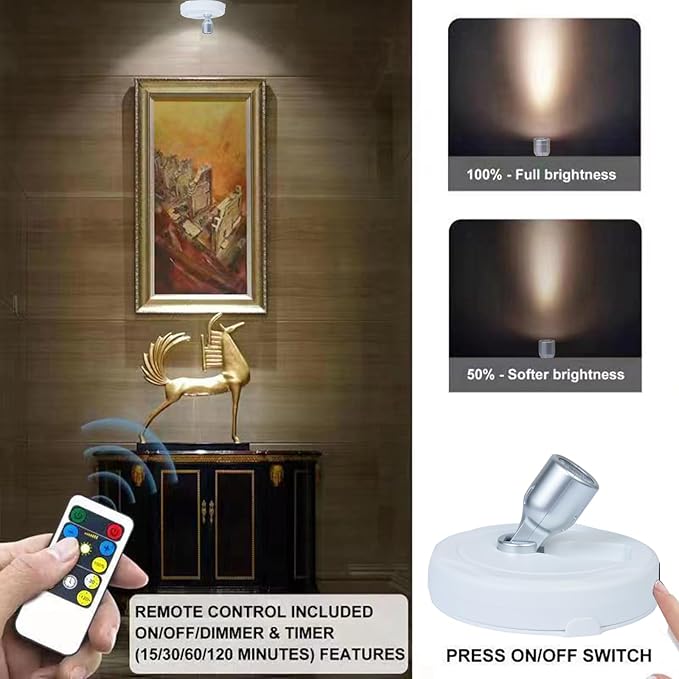 HAMVIDNE LED Spotlight, Battery Operated Picture Lights, Uplighting Indoor