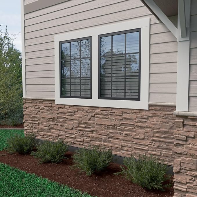 EverStone Cascade Faux Stone Panel, 48 5/8"W x 24 3/4"H x 1 1/4"D, Mount Vernon