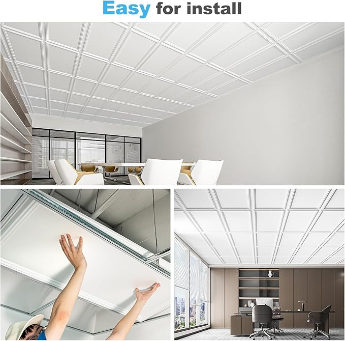Art3d Drop Ceiling Tiles 48x24, Decorative PVC Ceiling Panels, Waterproof