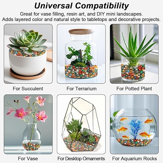 Fish Tank Gravel,Landscaping Pebbles, River Rocks,Decorative Ornamental Pebbles,Garden Landscaping Stones, DIY Smoothed Rocks for Potted Plant Resin Art Vase Fillers Aquarium Gravel Rocks (2 Pounds)