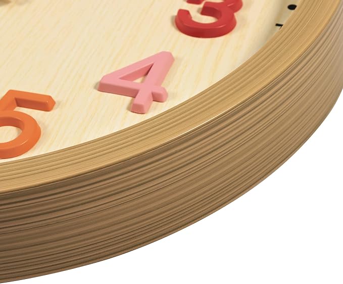 Foxtop Silent Kids Wall Clock Non-Ticking Battery Operated Colorful Childrens