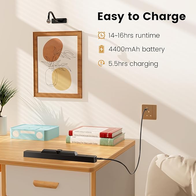 Wireless Picture Lights 12", 4400mAh Battery Powered Cordless Wall Lights