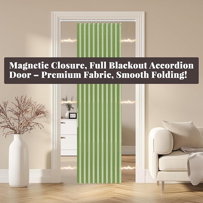 AJAZZ 100% Blackout Magnetic Door Curtain Accordion Doors Interior Folding