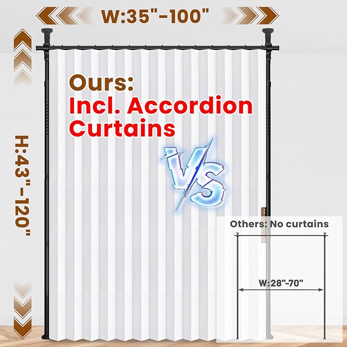 100% Blackout Room Divider Curtains Sets White W100 x L84 in 1 Panel No Drill
