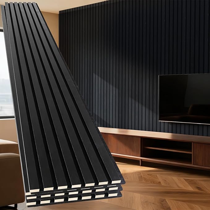 Yuzzy 4 Pack Wood Panels for Wall, 94.5" x 11" Acoustic Wood Slat Wall Panel