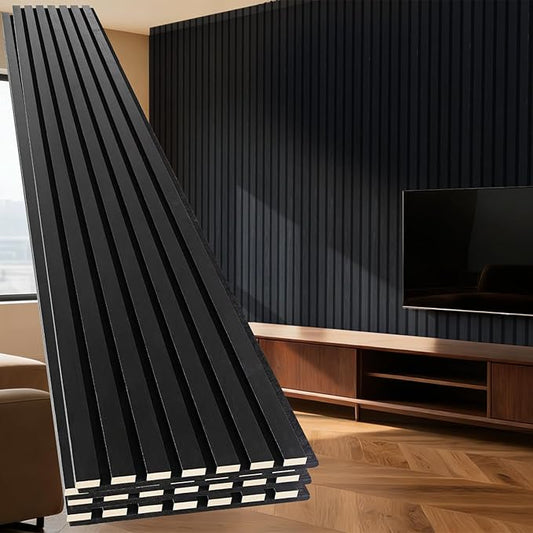 Yuzzy 4 Pack Wood Panels for Wall, 94.5" x 11" Acoustic Wood Slat Wall Panel