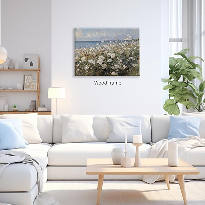 Nature Landscape Wall Art Coastal Wildflower Poster 12X16 inch Framed French