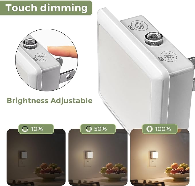 L LOHAS LED 3CCT Night Lights Plug into Wall 2-Pack, 0.3W Plug in Night Light
