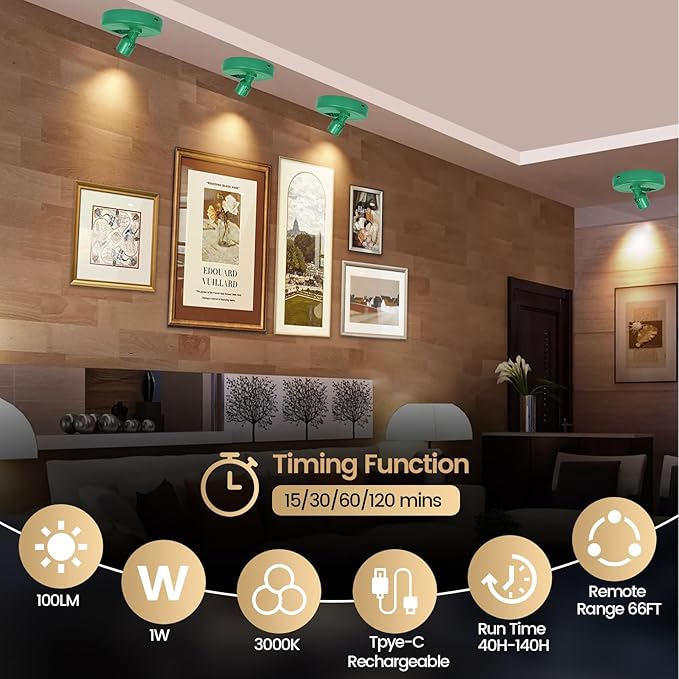 HAMVIDNE LED Spotlight, Rechargeable Battery Picture Lights, Uplighting Indoor
