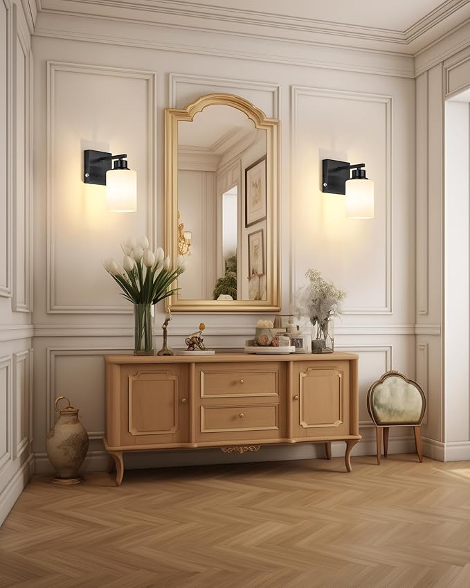 Rayogale Battery Operated Wall Sconce Set of 2, Easy Install Dimmable Wireless