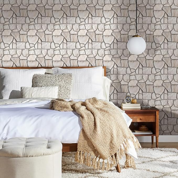 COMSTICKC 3D Faux Stone Wall Sticker Peel and Stick Wall Panels, Not Real Stone