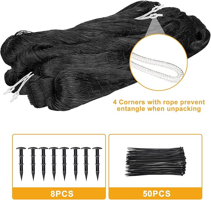 BSTPCOO Bird Netting 50'x50' with 1" Square Mesh Bird Net Garden Nettings for Chicken Coop Roof, Poultry Netting Heavy Duty Nylon Net Aviary Nettings Deer Fence Hawk nets for Chicken Run