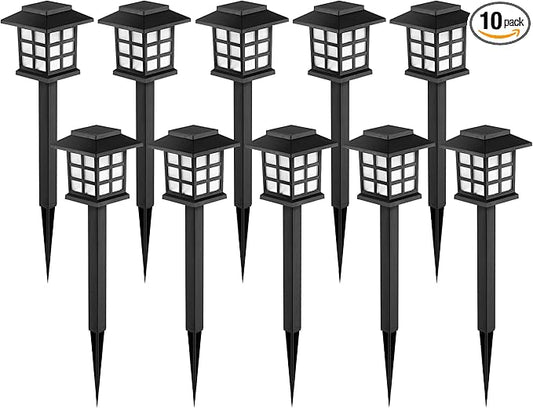 GIGALUMI Solar Outdoor Lightsï¼10 Pack LED Solar Lights Outdoor Waterproof, Solar Walkway Lights Maintain 10 Hours of Lighting for Your Garden, Landscape, Path, Yard, Patio, Driveway