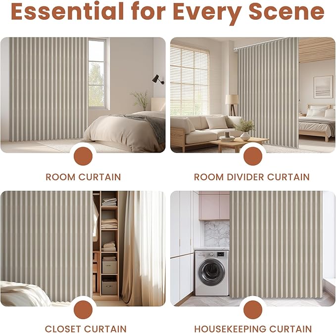 AJAZZ Blackout Accordion Door Curtain 98"x78" Cream White