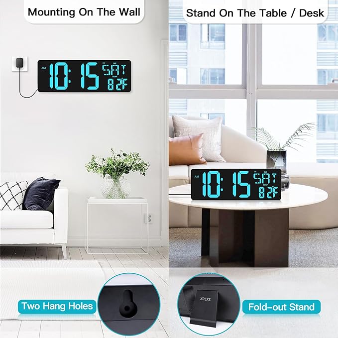 XREXS Large Digital Wall Clock