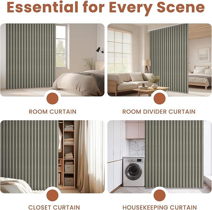 AJAZZ Blackout Accordion Door Curtain 98"x84" Grey