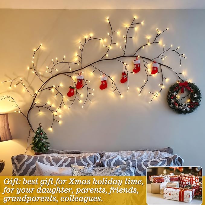GOESWELL Smart Vine Light for Room Decor: 7.5ft 144 LEDs Music Timer Dimmable