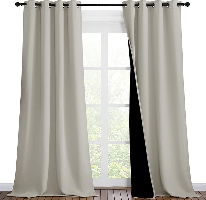 NICETOWN Natural Blackout Curtains 90 inches Long, Full Light Blocking Drapes