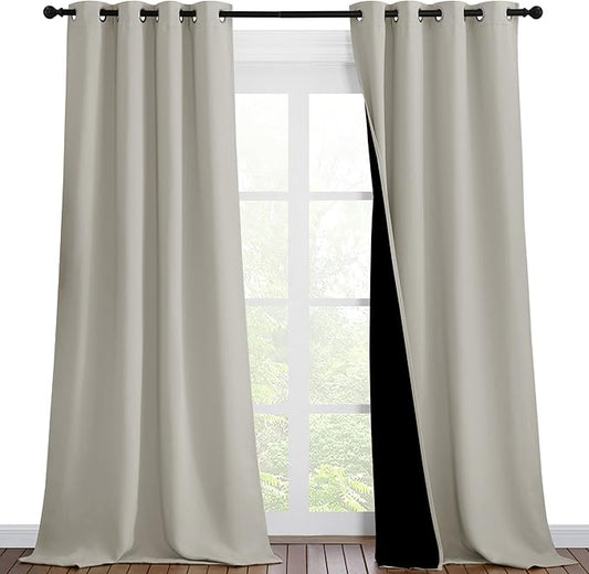 NICETOWN Natural Blackout Curtains 90 inches Long, Full Light Blocking Drapes
