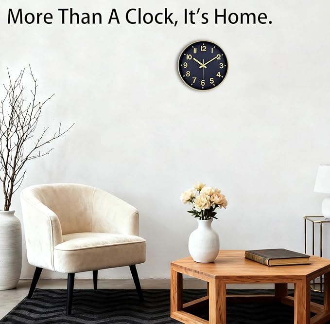 Modern Wall Clock, 10 Inch Digital Wall Clocks Battery Operated, Round Non
