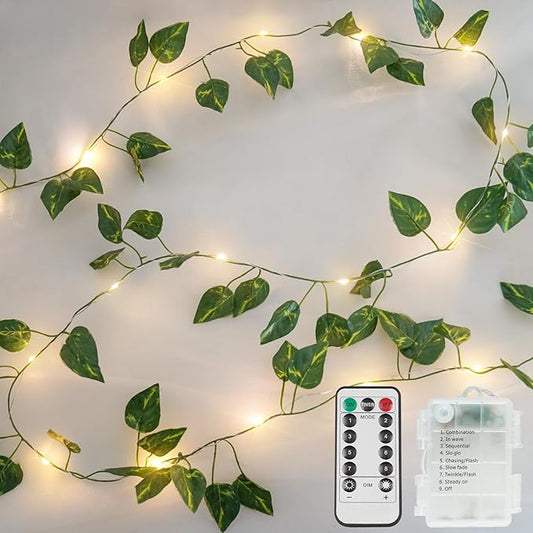 suddus Vine with Fairy Lights Battery Operated, 13.1ft 40 LED Pothos String
