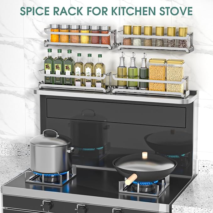 LUCYCAZ 4 Pack Wall Mounted Spice Rack