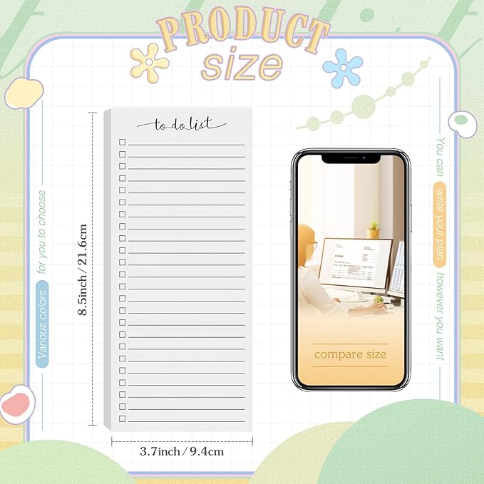 Censen 10 Pack 500 Sheets To Do List Notes Daily Checklist Notepads with 50 Sheets Each Undated Color Memo Pad Block Shopping List Pad Weekly Plan Notepad Organizer Planners(White,Lined)