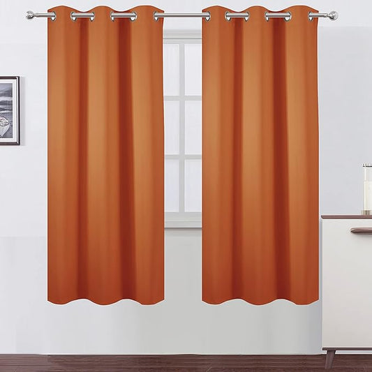 LEMOMO Orange Thermal Blackout Curtains/42 x 72 Inch/Set of 2 Panels Room