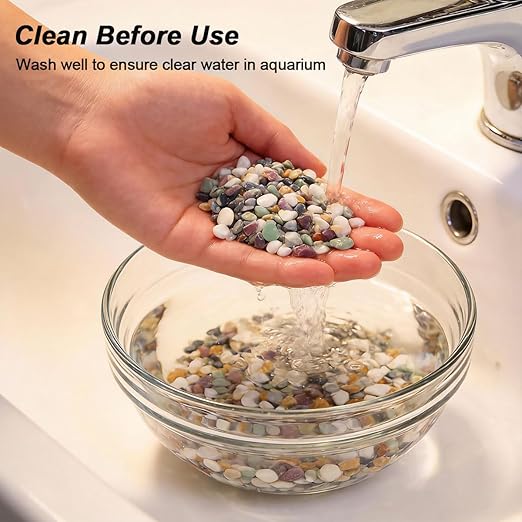 River Rocks,Landscaping Pebbles,Decorative Ornamental Pebbles,Garden Landscaping Stones,Gravel Filler for Home Decoration Flower Bed Fish Tank Plants Vases Succulents (Natural, 1 Pound)