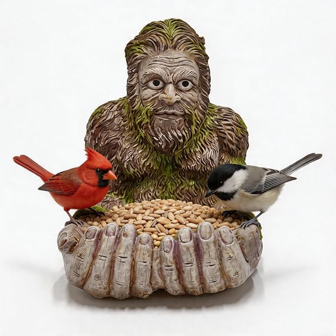 2026 New Extra Large Bigger Bigfoot Bird Feeder for Outdoors - Hand-Painted Garden Sculpture & Wild Bird Feeder, Large Capacity with Hidden Hook, Unique Gift for Bird Loverse
