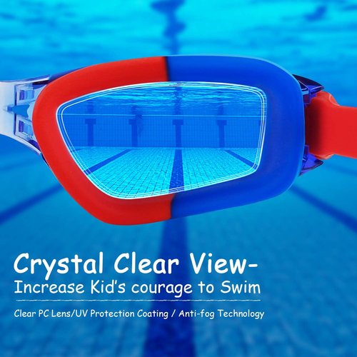 COOLOO Kids Swim Goggles - 2 Pack of Comfortable, Adjustable Goggles for Ages 4-16
