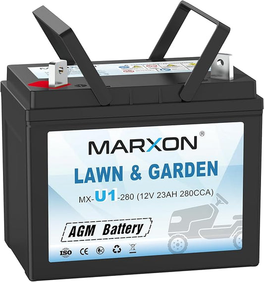 MARXON U1 280CCA Riding Lawn Mower Batteries, Garden Tractors Battery Maintenance Free AGM Battery, Compatible with Troy-Bilt, John Deere, Toro, Cub Cadet, Craftsman, Ariens, Poulan Pro