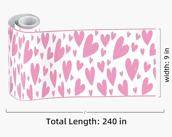 FLFK Pink Heart Wallpaper Border