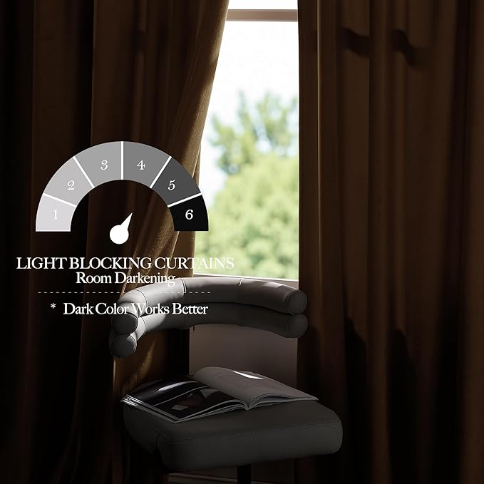 NICETOWN Gold Brown Velvet Curtains, Luxury and Soft Thermal Insulated Velvet