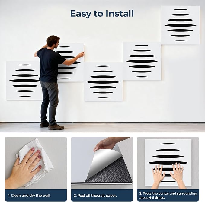 6 Pack Acoustic Wall Panels Self-Adhesive, 23.6" x 23.6" x 0.5" Acoustic Panels
