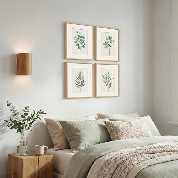 Framed Minimalist Sage Green Botanical Wall Art