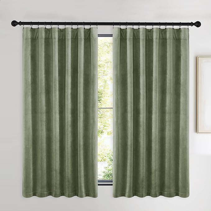 NICETOWN Super Soft Velvet Curtains 63 inches, Sound Reducing Cold Heat