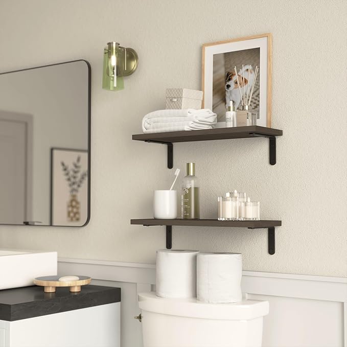 RICHER HOUSE Floating Shelves for Décor, Rustic Wood Wall Shelves for Bedroom