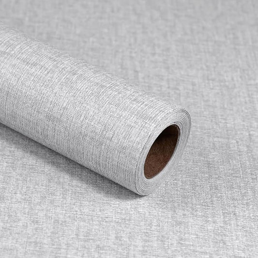 Light Grey Grasscloth Peel and Stick Wallpaper, Vintage Textured Contact Paper
