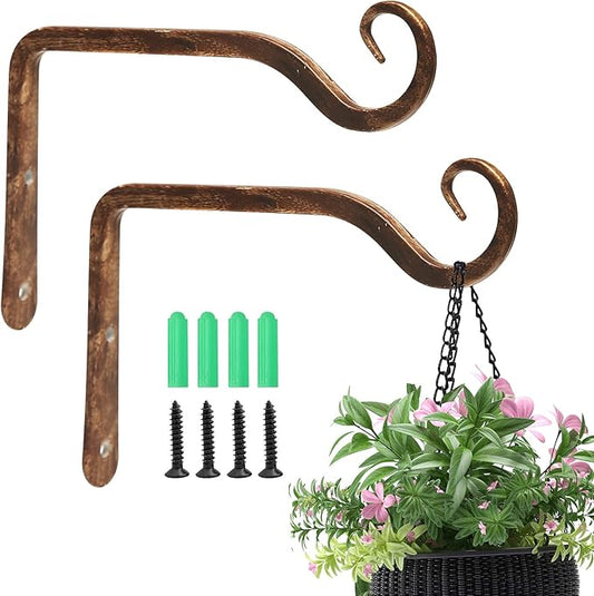 Jardim 2 Pack 6 Inch Premium Decorative Metal Iron Wall Hook, Indoor Outdoor
