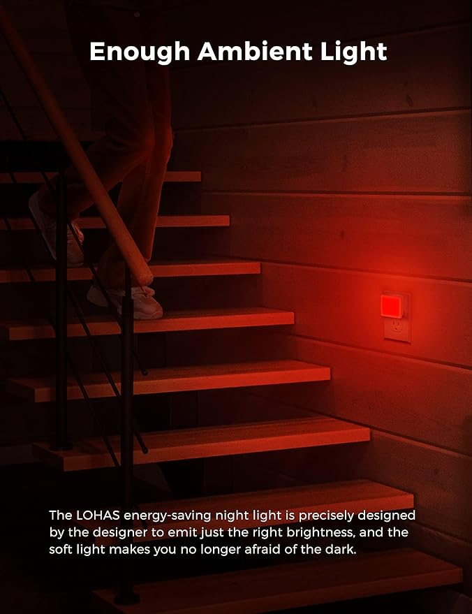 L LOHAS LED Red Night Lights Plug into Wall 2-Pack, 0.3W Plug in Night Light